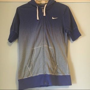 Ombre blue shirt sleeve hoodie