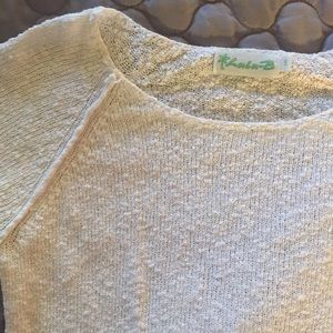 White lulu b boat neck sweater 3/4 length sleeves