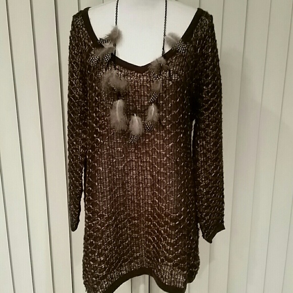 Free People Sweaters - Free People Romantics Gold and Brown Knit