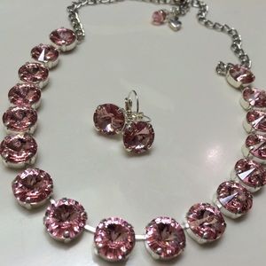 Swarovski Crystal Elements Pink Necklace & Earring