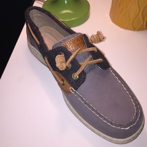 Sperry denim blue boat shoes