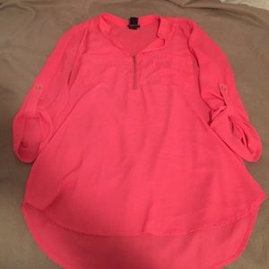 Pink Blouse with Bust Zipper
