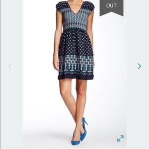 Max Studio Cap Sleeved Smock Skater Dress