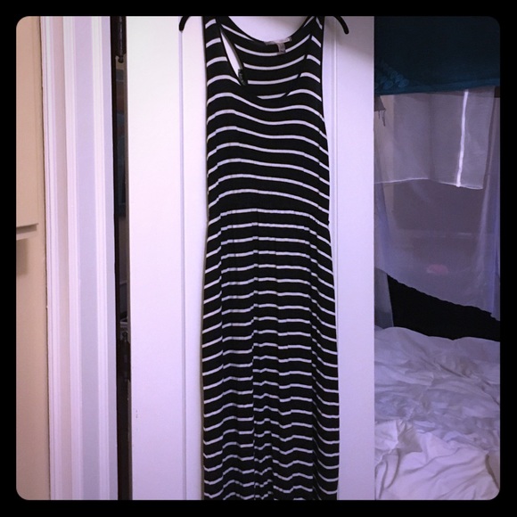 Racer-back striped maxi dress