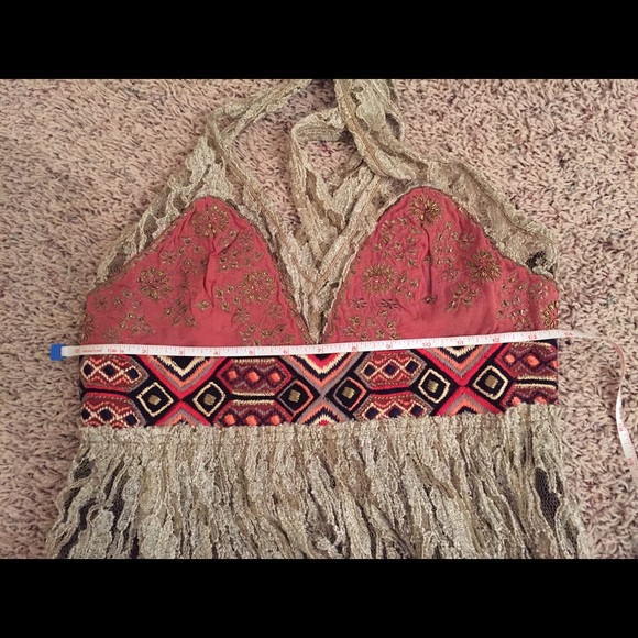 Free people crushed gold lace maxi party dress - Picture 5 of 5