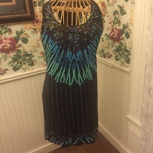 Nicole Miller Sequin and Bead Cocktail Dress