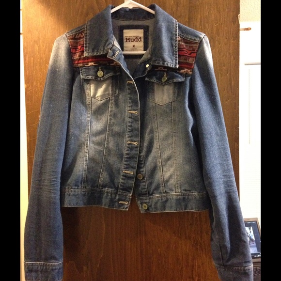 Jean Jacket w/ Tribal Print - Picture 2 of 3