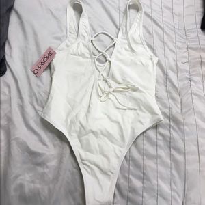 White one piece swim suit