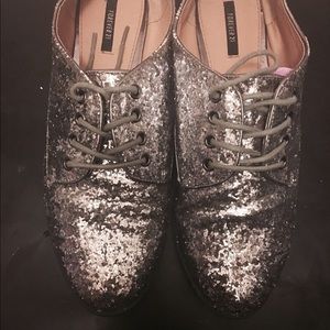 Silver sparkly oxfords