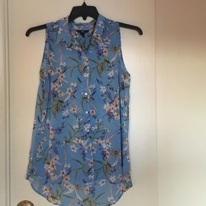 Floral collard tank top