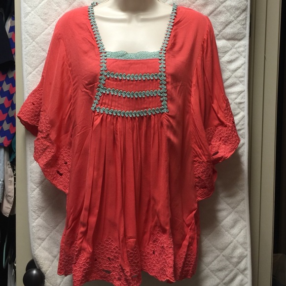 Coral top with detail