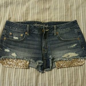 Jean shorts with Sequin pockets