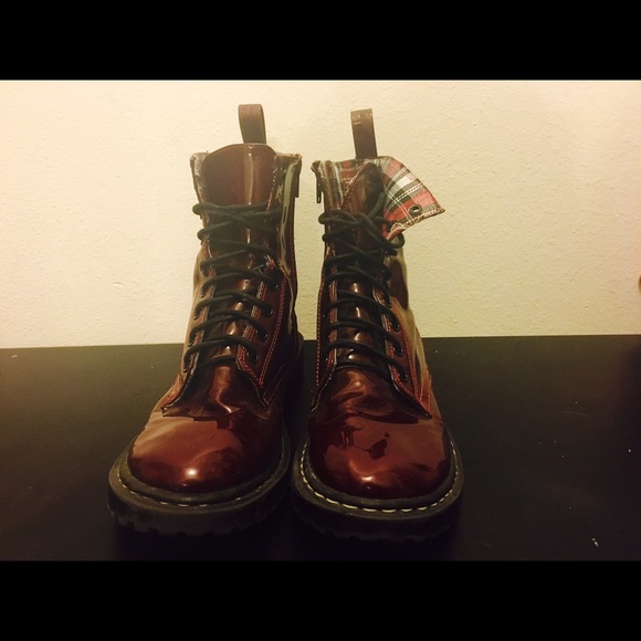 Dark red patent leather boots (Not Doc Marten)