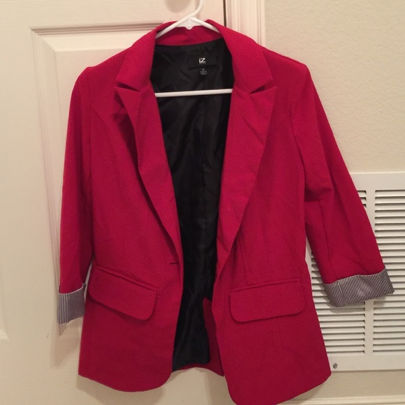 Bright red blazer with stripped cuffs
