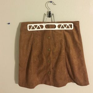 Brown suede button up skirt