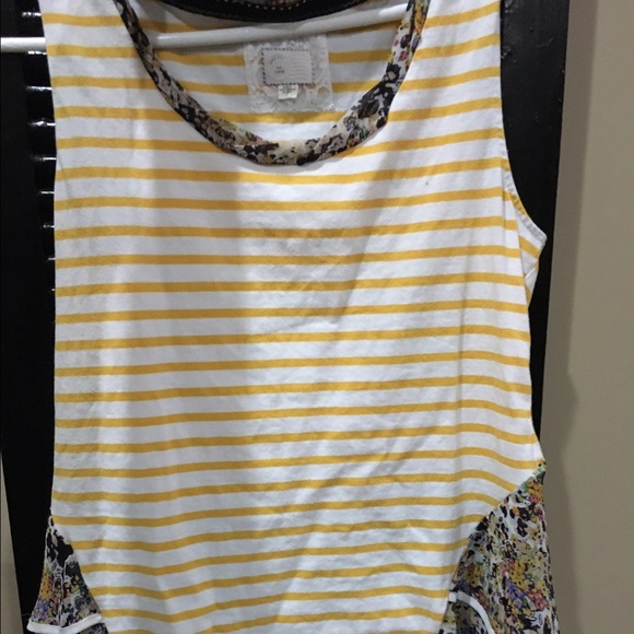 Anthropologie, yellow striped tank, ruffles large
