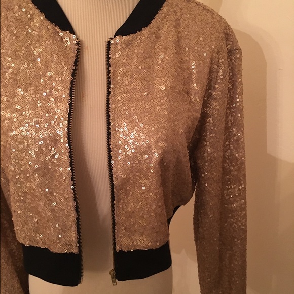 Short sequin bomber jacket - Picture 2 of 2