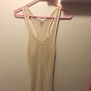 Tan see-through swim suit cover