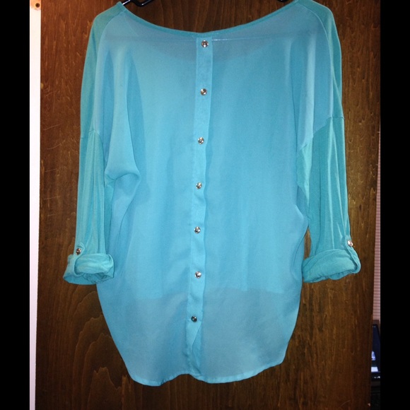 Versatile Turquoise Blouse - Picture 2 of 2
