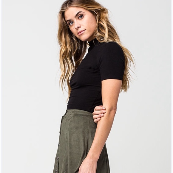 FULL TILT Mock Neck Womens Top SMALL cropped