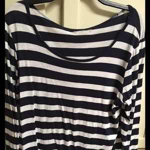 Cato navy/white striped long sleeve tee