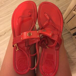 Red patent Tory Burch sandals