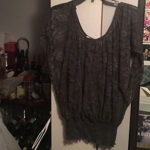 Grey lace shirt with attached undershirt