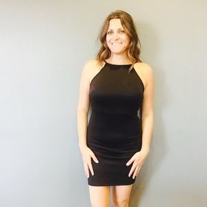 High neck low back bodycon dress