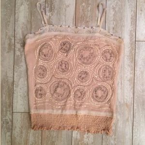 Bebe beige sequin top