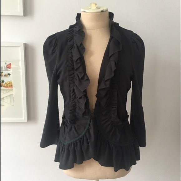 Anthro ruffle blazer with cinched waist