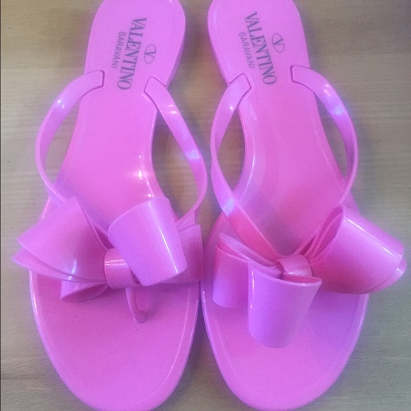 Pink jelly bow flip flop