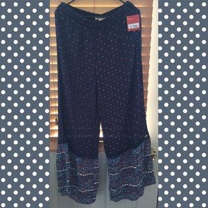 Wide leg navy blue palazzo pants