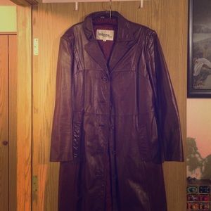 Vintage long leather jacket.