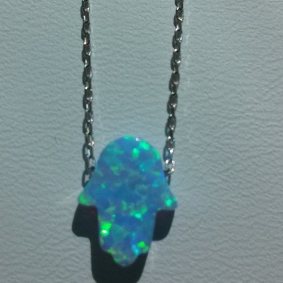 Opal Hamsa Necklace - Picture 3 of 3
