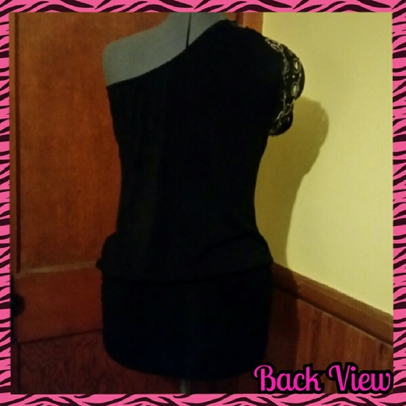 NWT Sexy Black One Shoulder Mini-Dress - Picture 4 of 4