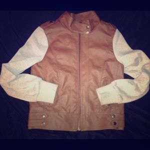 Brown and Creme Leather Jacket