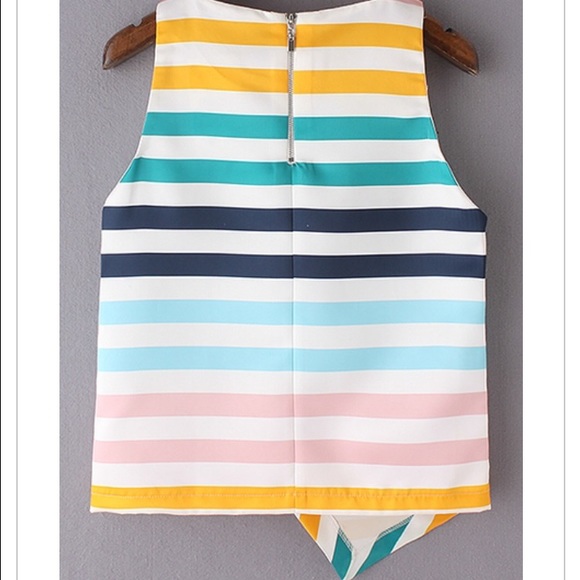 Stripe sleeve tank top Zara small new yellow blue - Picture 2 of 2