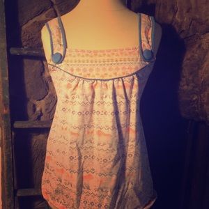 Patterned Bib Jumper Top SzL w/ Buttons