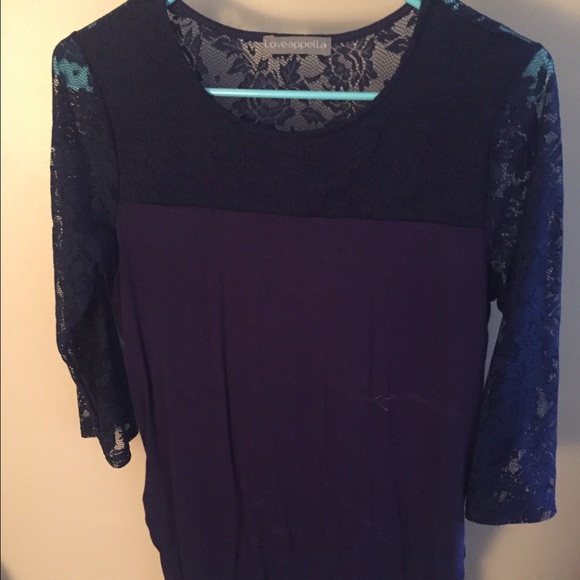 Navy Blue Lace Rouched Maternity Too