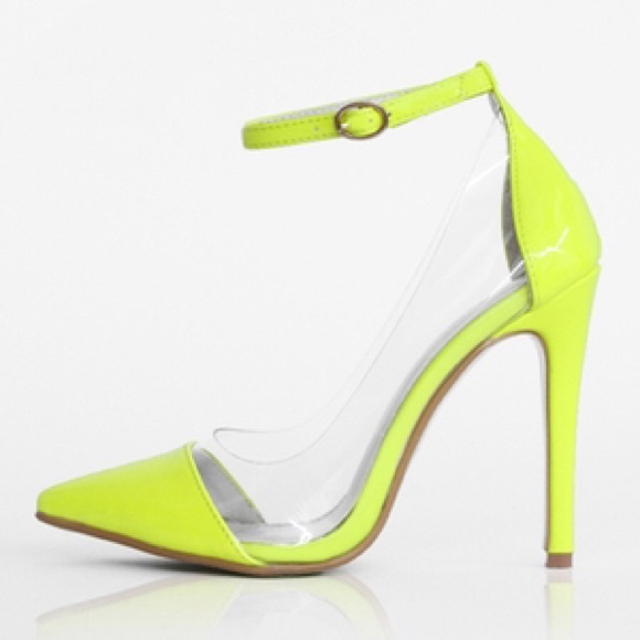 Neon yellow see through heels