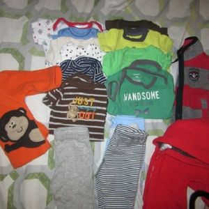 9 newborn onsies, 4 pants, 3 jackets