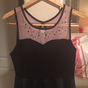 Black Dress w/ Mesh Detailing & Black Accents