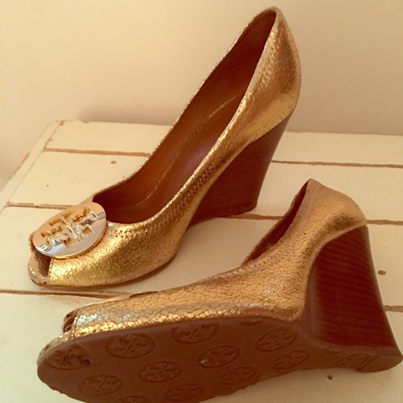 Tory Burch Gold Wedges