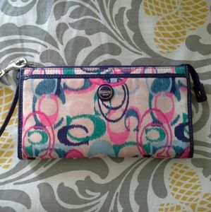 Coach Scarf Print Ikat Wristlet Wallet
