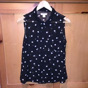 COTTON ON Black Sleeveless Top w/ White Polka Dots