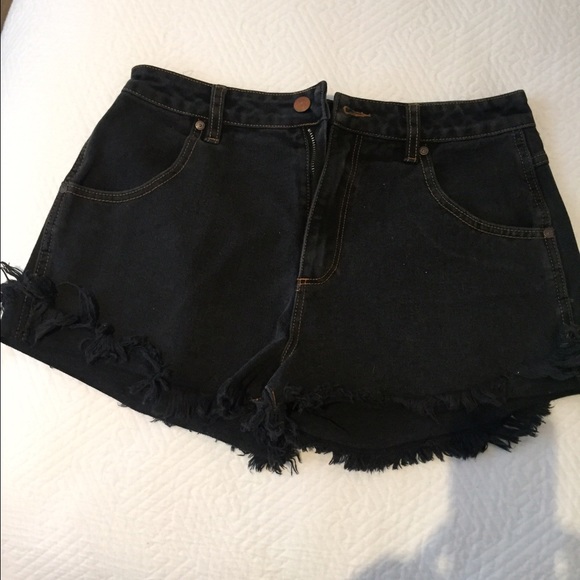 Black cut off denim shorts