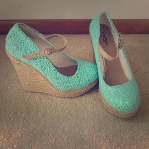 Charlotte Russe mint wedges with nude strap