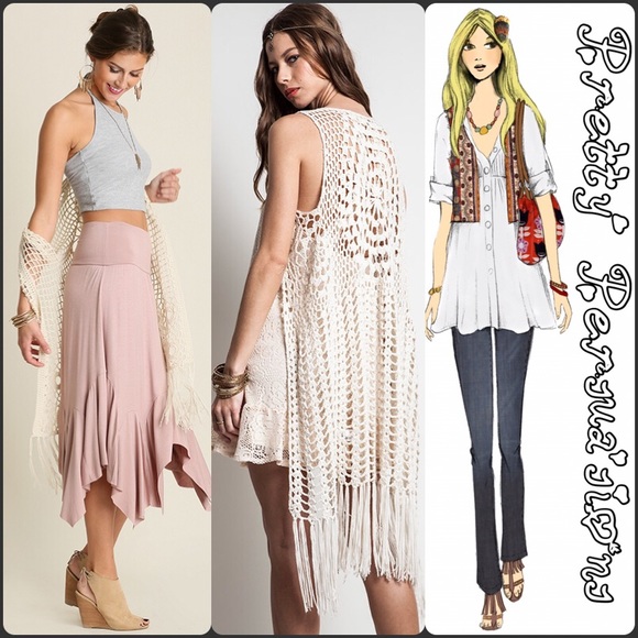 LAST ONE‼️ Boho Crochet Fringe Maxi Cardigan Vest - Picture 3 of 3