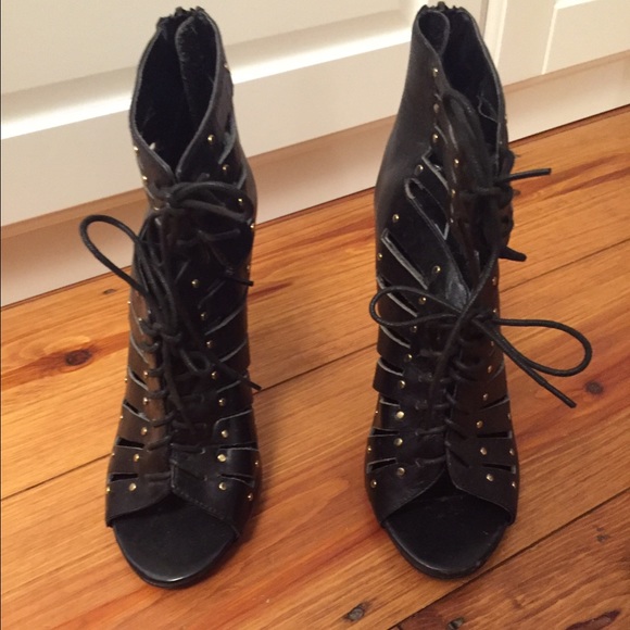 Black DV by dolce vita lace up open toe bootie