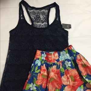 Bundle Abercrombie&fit top+Hollister floral skirt